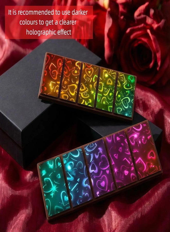 Ziliny 1 Pcs Holographic Chocolate Molds Valentine's Day Resin Silicone Chocolate Bar Deep Thick Molds for Galentine's Day DIY Baking Wax Melts Birthday Party Supplies(Rectangle,Heart) - Image 4